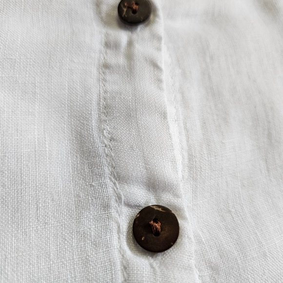 JM Collection Women's White Linen Coconut Button Down Casual Shirt Size 18 - Picture 9 of 9